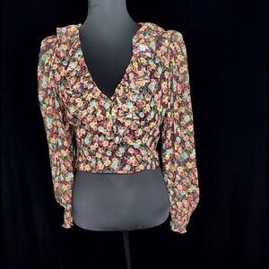Zara Floral Ruffled Crop Top